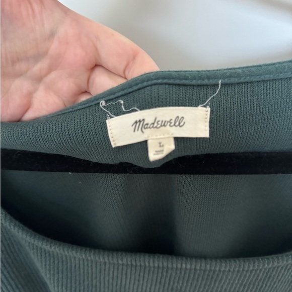 Madewell Green Knit Square Neck Ribbed Sweater size L - Picture 2 of 2